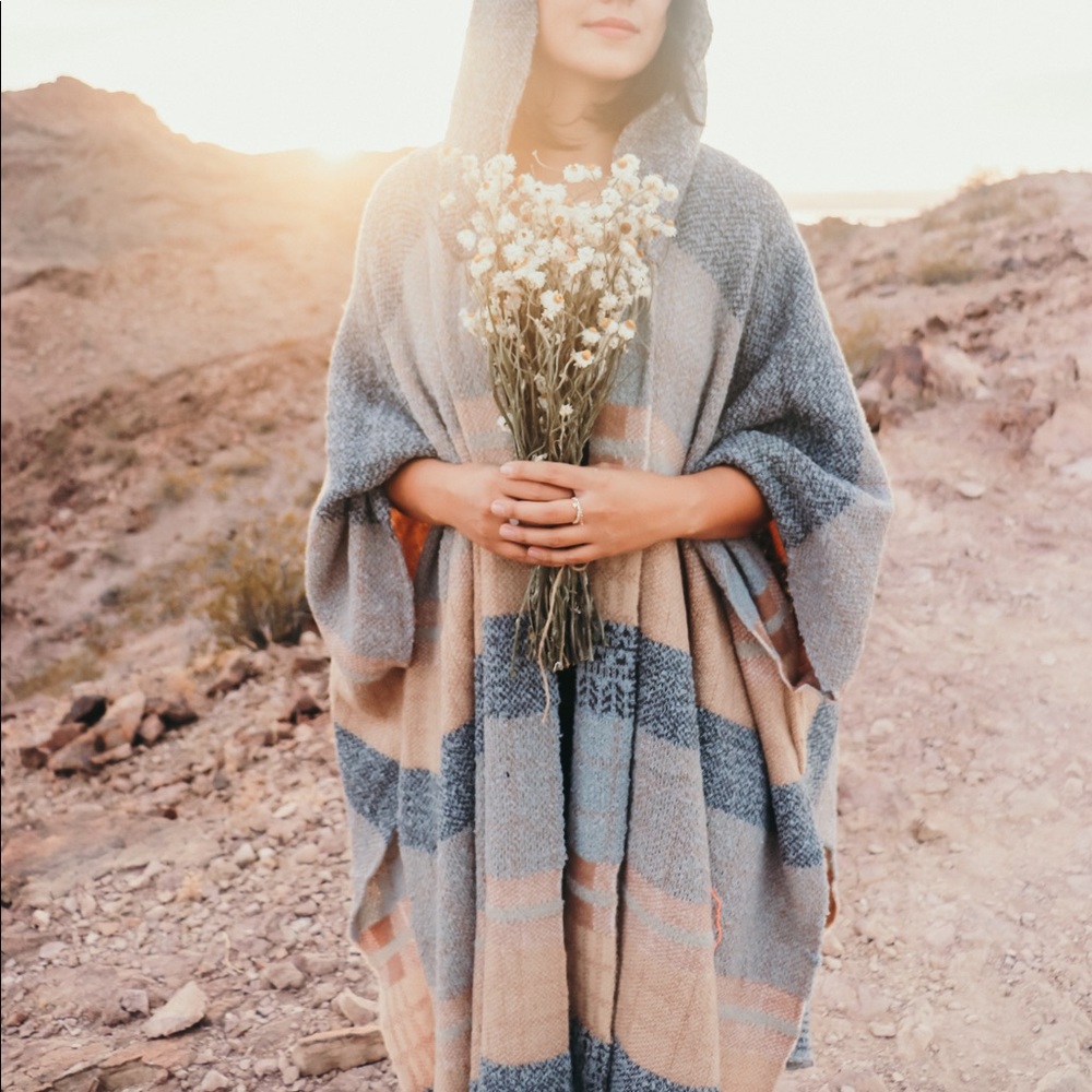 Hooded Ruana Wrap with armholes